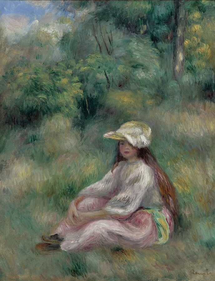 A la campagne - Fries Museum - 2 Auguste Renoir, Jeune fille en rose dans un paysage, circa 1903